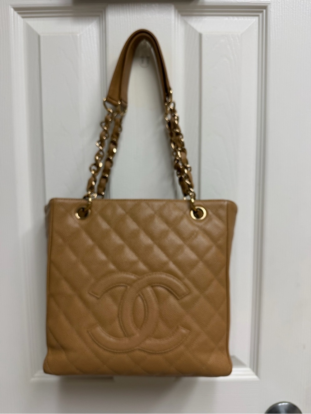 CHANEL Caramel Quilted CC Chain Shoulder Bag